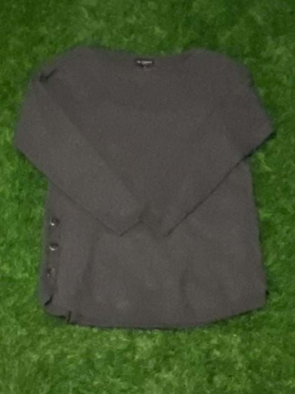 I.N. Studio Petite Dark Gray Long Sleeve Sweater with Side Button Detail Size PX